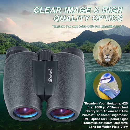 15x30 Binoculars for Adults High Power, Compact HD Waterproof Binoculars Binoculars (Bare)