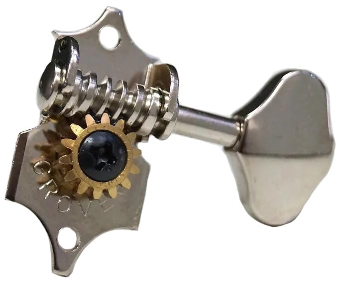 Grover V97N STA-TITE 14:1 Open Gear Guitar Tuners Vintage Style Nickel Tuning Machines 3+3 with Butter Bean Button For Solid (Vertical) Headstock with Tonebird Dunlop Polish Cloth Bundle