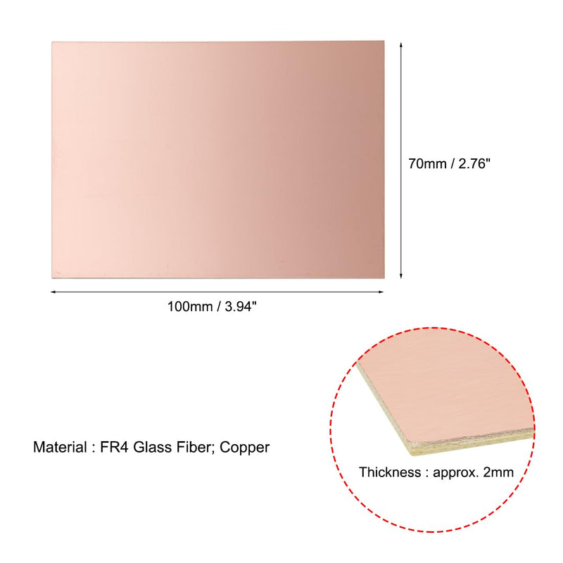 QUARKZMAN 5 Pieces 100 x 70 mm Double-Sided Copper Laminate PCB Circuit Board FR4 2 mm Thick Craft Prototyping Circuit Board