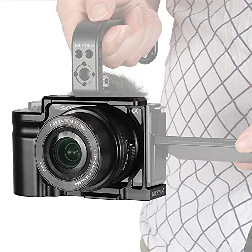 NICEYRIG Cage for Sony ZV-E10 Vlog Vlogging Camera with Aluminum HandleGrip