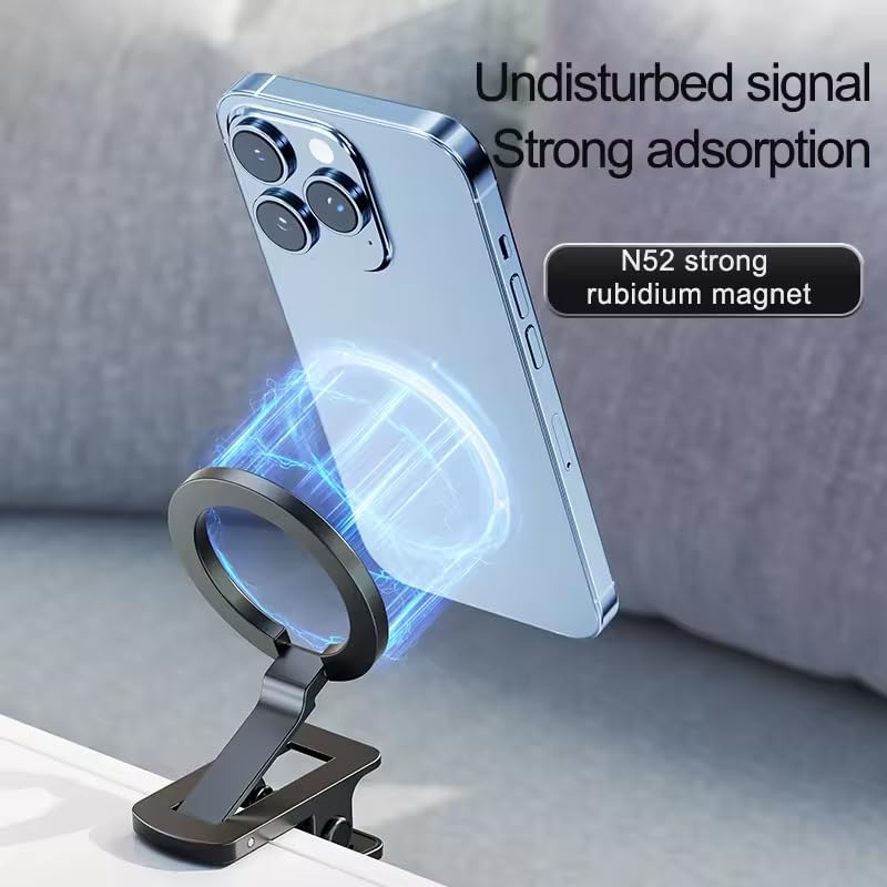Generic LEONIDIS Universal Clip-On Magnetic Adjustable Multipurpose Phone Holder Mount for Desk Plane Car Table, Black