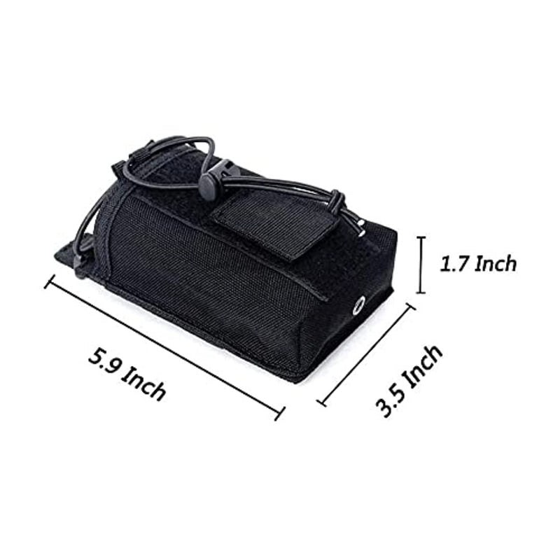 Tactical Radio Holder Molle Radio Pouch Case Heavy Duty Radios Holster Bag for Two Ways Walkie Talkies Adjustable Storage with 1 Pack Patch(Black) Black