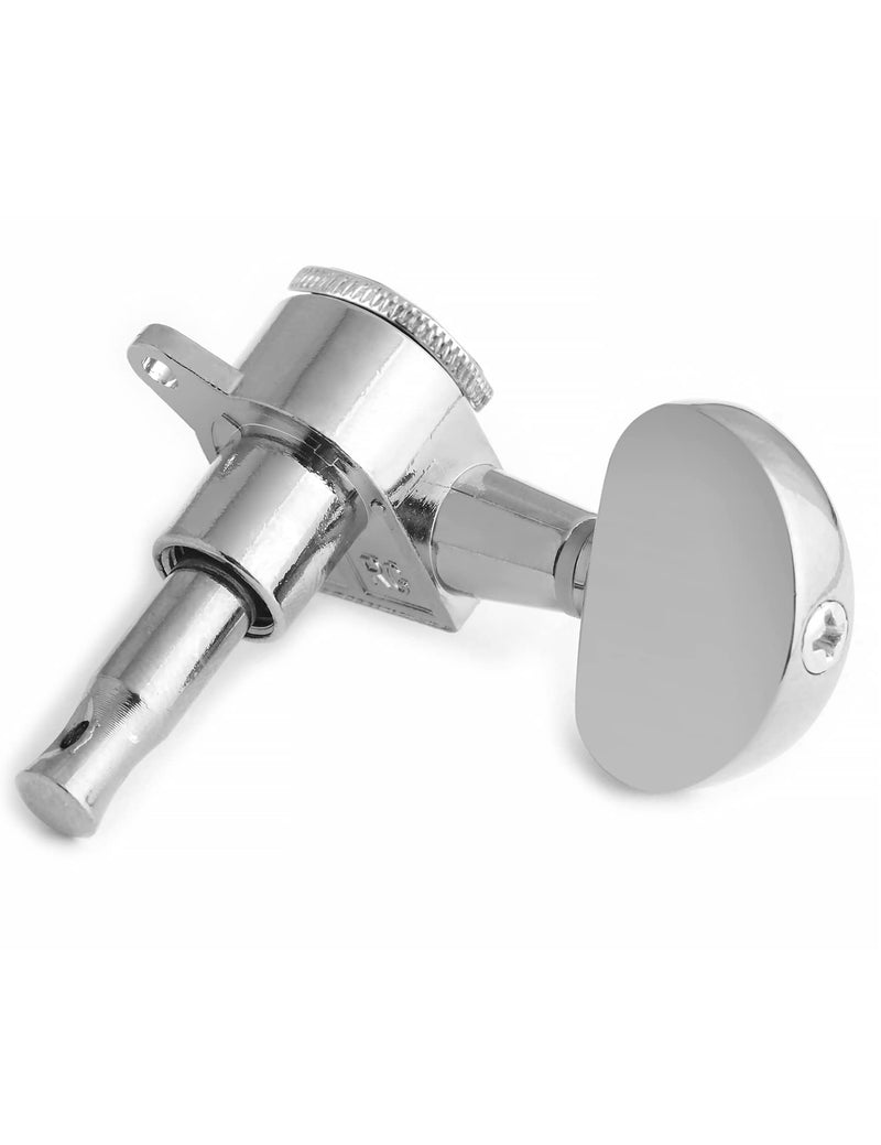 Metallor Locking Guitar String Tuning Pegs Tuning Keys Machine Heads Tuners 1:18 Gear Ratio 6 In Line for Right Handed Electric Guitar or Acoustic Guitar Parts Accessories Half Round Head Chrome.