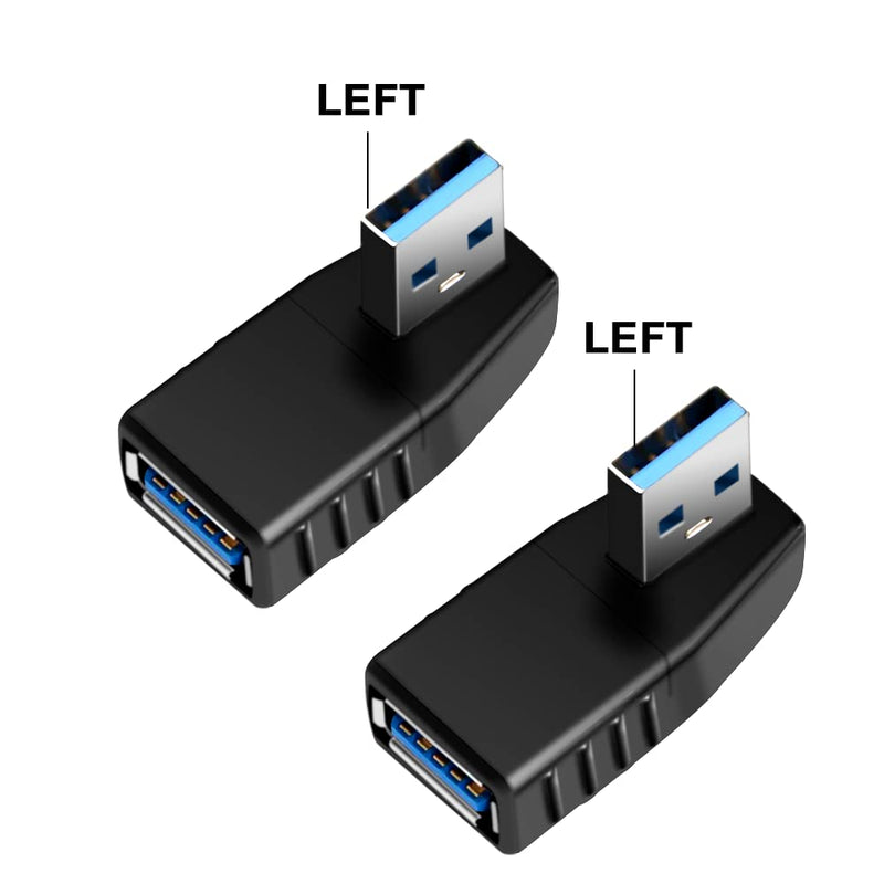 USB 3.0 Adapter 90 Degree Male to Female Coupler Connector Plug Left Right Up Down Angle by Oxsubor (USB 3.0 Adapter Left 2PCS)