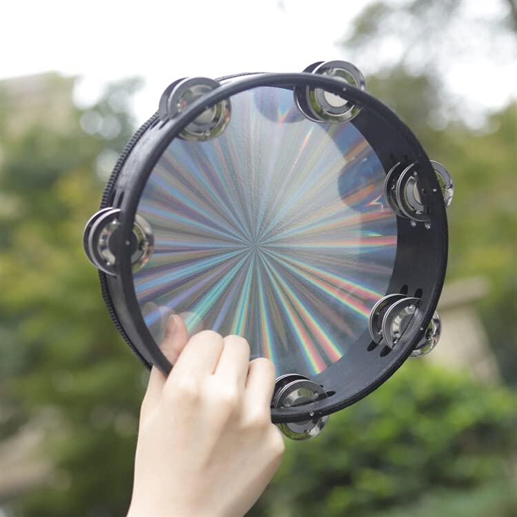 [AUSTRALIA] - YOUEON 3 Pack Radiant Tambourine with Double Row Jingles, 6/8/10 Inch Hand Held Drum, Reflective Tambourines for Adults, Musical Instrumen for Church, Dance, Party, KTV 