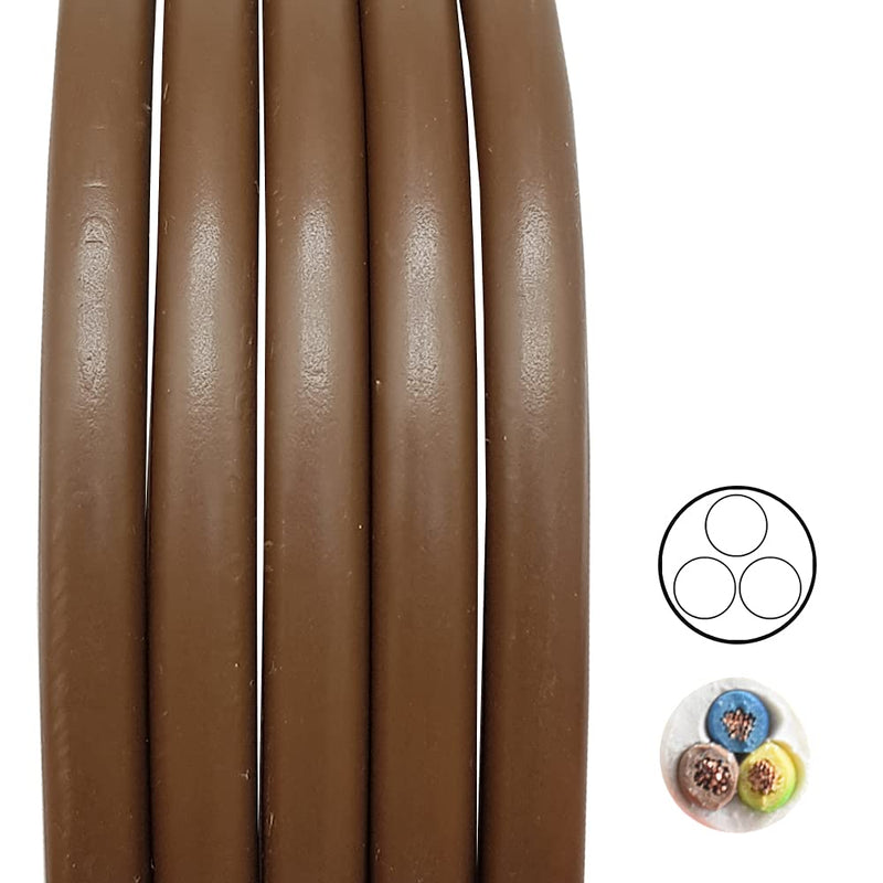 5 m Brown H03VV-F 3 x 0.75 mm² PVC Insulated Hose Cable 3G Light Cable Lamp Cable Power Cable 5 Meter
