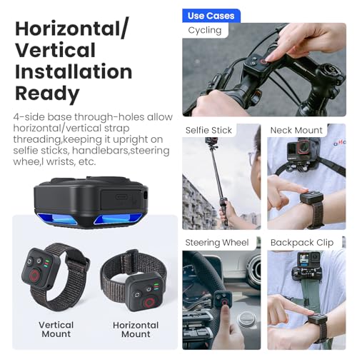 Bluetooth Remote Control for Insta360 X5/X4/X3/X2/Go 3S/ACE Pro 2, GoPro Camera Shutter Remote with Type-C Charging - 164ft Range, Compatible with iPhone 12-17 Pro Max, GoPro 8-13, Android Phones