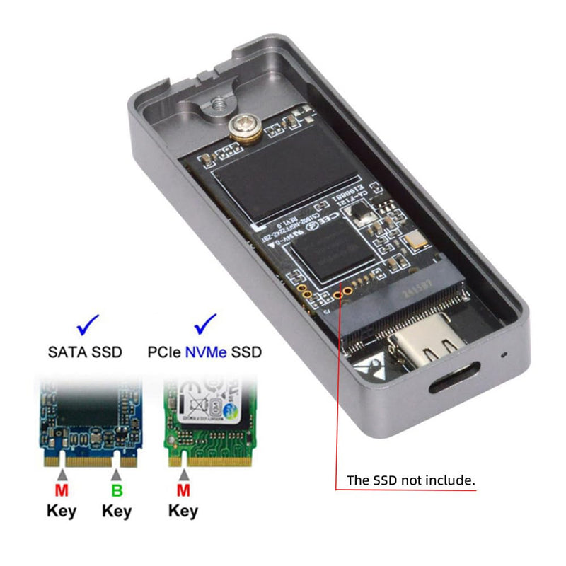 Xiwai 20Gbps Type-C USB3.2 Gen2 USB4 to M-Key M.2 NVMe NGFF SATA 2242/2230mm SSD Enclosure PCBA Adapter RTL9220 Chipset 2242mm Single