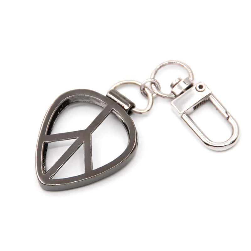 [AUSTRALIA] - Peace Shaped Guitar Pick Holder Keychain for Guitarists (Metal Black) Metal Black 