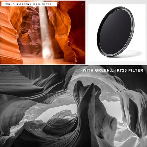 GREEN.L 95mm Infrared Filter, 95mm IR 720nm (R72) Filter for Camera Lens