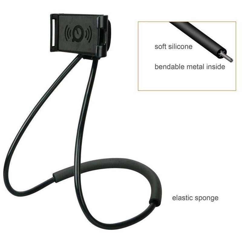 Universal Moblie Phone Stand,Lazy Cell Phone Holder & Neck Cell Tablet Phone Mount Holder Flexible Lazy Bracket (Black) Black