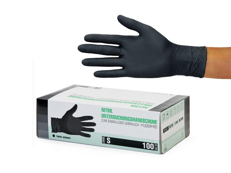 [AUSTRALIA] - Nitrile Gloves, Box of 100 (S, Black) Disposable Gloves, Examination Gloves, Powder-Free, Non-Sterile, Latex-Free, Black, X Small 