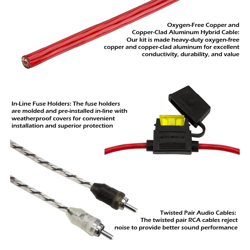 Scosche Install Centric ICAK12 True 12 Gauge Hybrid OFC 2-Channel High Current Amplifier Wiring Kit Accessory Installation Wiring Kit for Boat, Motorcycles, ATV’s and UTV’s 12 Gauge 2CH Complete