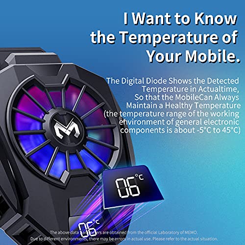 NEVEIKA Phone Cooler, Cellphone Radiator with Dual Semi-Conductor Cooling Chip, Mobile Phones with a Width of 6 to 8 cm for Tiktok Live Streaming, Outdoor Vlog, Mobile Gaming. (Digital Display) Digital display