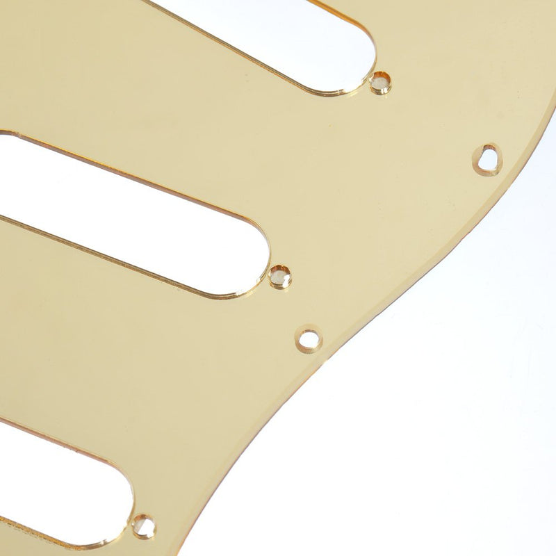 [AUSTRALIA] - 11 Hole ST/Strat Style Pickguard SSS Pick Guard for USA/Mexico Stratocaster/Strat Modern Style Guitar Parts, 3 Ply with Screws (Gold Mirror) Gold Mirror 