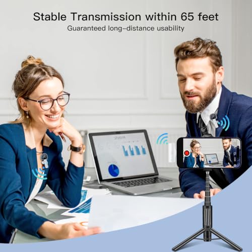 Leettus 2pcs Lavalier Wireless Microphone for iPhone iPad Video Recording,Mini Microphone for Game Live Streaming,interviews,YouTube,TikTok,Vlog(White)