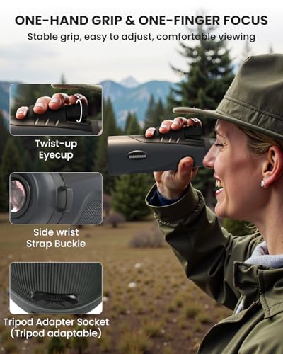 15x54 Monoculars for Adults High Powered, Compact Waterproof Telescope Lighthouse Gray 15 x