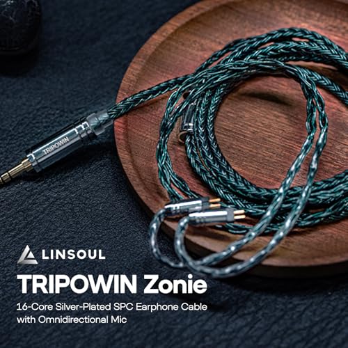 Linsoul KZ ZS10 Pro in Ear Earphones (Without Mic, Glare Blue) +Tripowin Zonie 16 Core Cable(Recessed 2pin, 3.5mm, Moss)