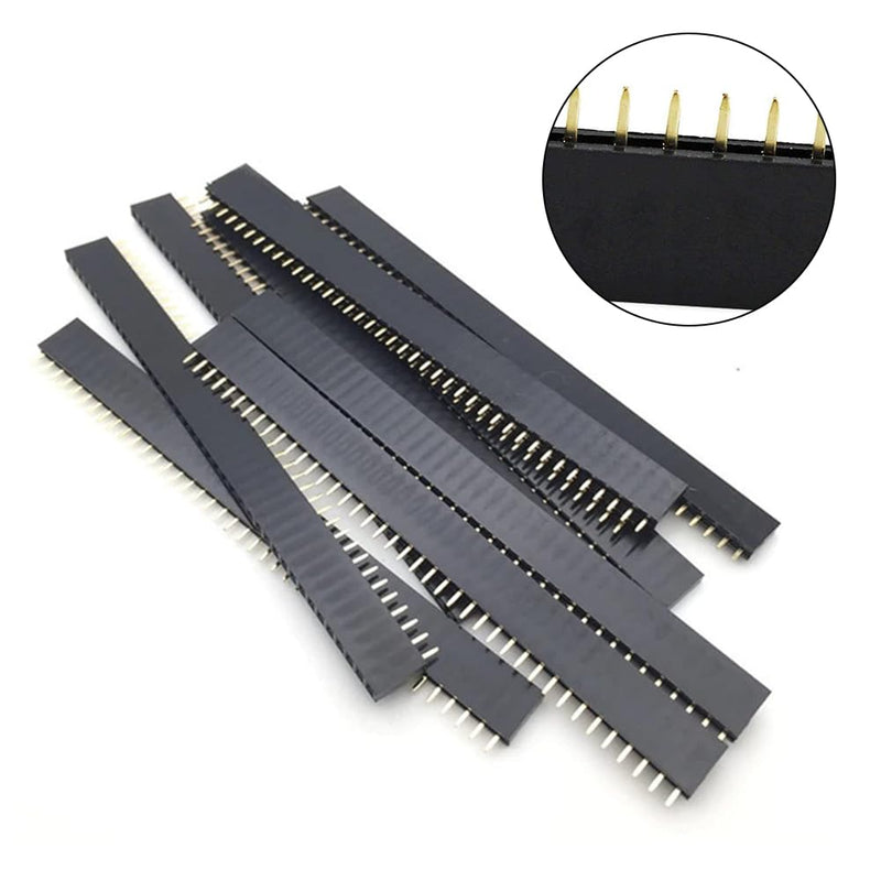 Single Row Female Header, Single Row Header Connector, Female Male Pin Header, Female Pin Header Connector Kit, 40 Pins, 2.54 mm Pitch, Single Row, Straight, 40 Pieces