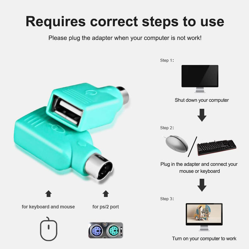 PS2 to USB Female,PS/2 Male Converter Changer Adapter for Keyboard Mouse 2pcs by Oxusbor(Notice:Can't Match All Motherboard,Have Matching Problem)