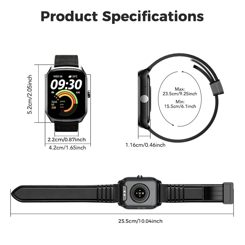 Smart Watch for Men,1.87" HD Touchscreen, Alexa Built-in, Fitness Tracker with Heart Rate/Sleep, Multi-Sport Modes Pedometer, Bluetooth Calling Smartwatch for Android/iOS for Daily Workout Black