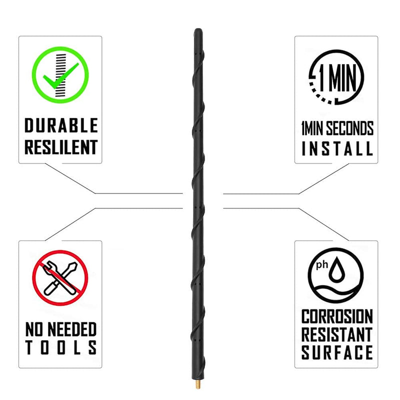 KSaAuto 16 Inch Antenna for 2007-2026 Jeep Wrangler JK JL JKU JLU Gladiator JT, Jeep Exterior Accessories, Jeep Antenna Replacement, Jeep Radio Upgrade Premium Reception 16"