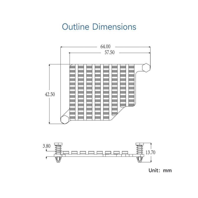 Waveshare Aluminum Heatsink for Raspberry Pi 5, with Thermal Pads and Spring-Loaded Push Pins