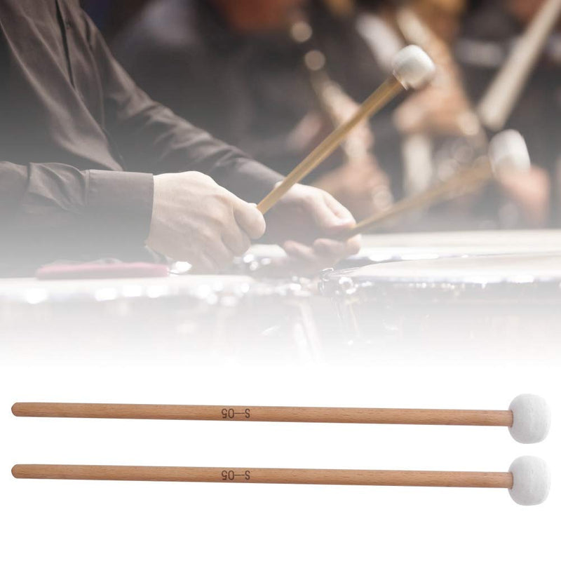 Bnineteenteam 2Pcs Timpani Mallet Timpani Stick Snare Drum Mallet with Felt Head for Marching Band Snare Drum