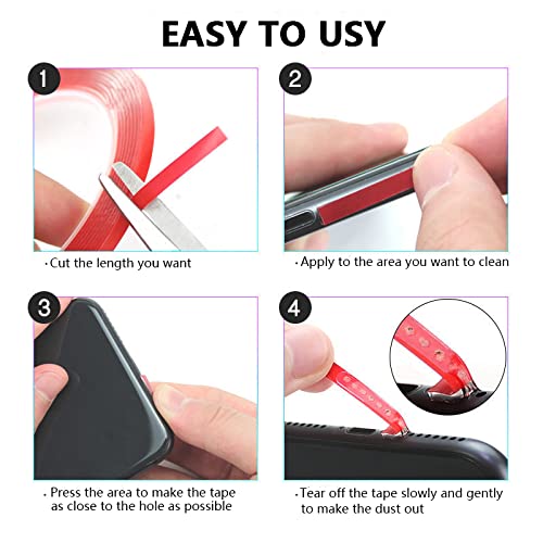 Cell Phone Cleaning Kit Accessories, Cleaner Tape for Phone Speaker and Receiver, Cleaning Stickers Dust Remover Compatible with Airpods, Samsung, iPhone, Pixel, Mobile Phone