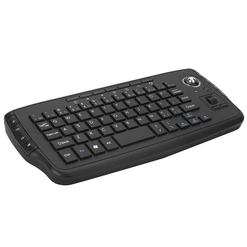 Docooler 2.4GHz Wireless Keyboard w/Trackball Mouse Scroll Wheel Remote Control Plug and Play w/USB Receiver for Android TV Box Smart TV PC Notebook (Black)