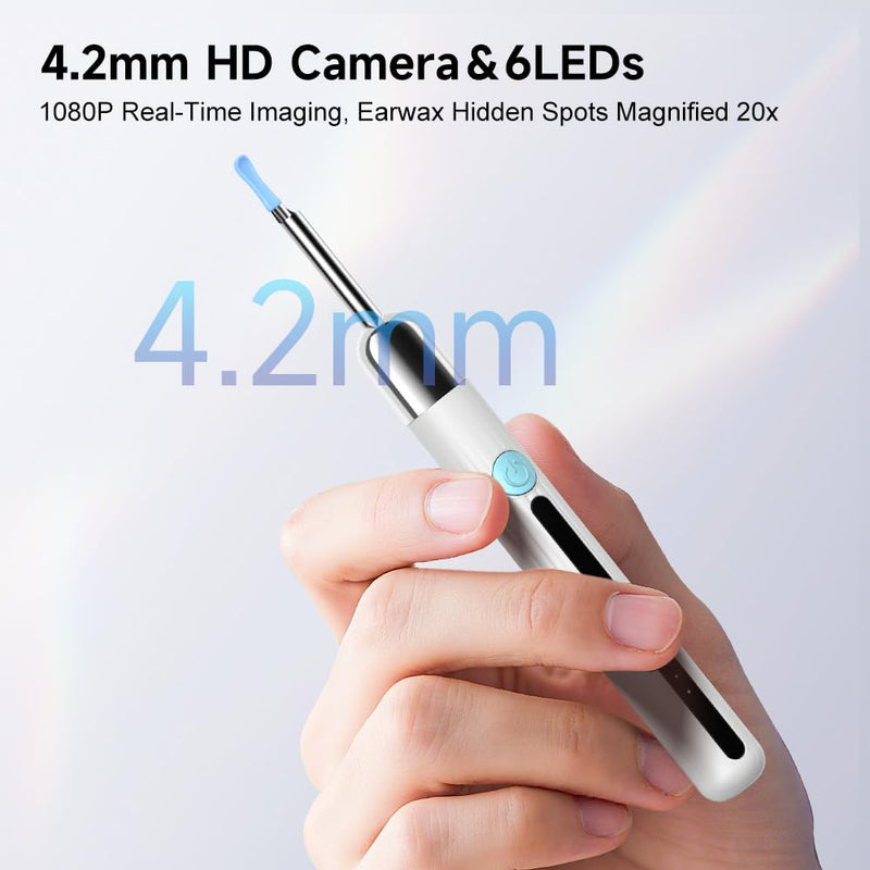 Ear Wax Remover Otoscope, 1080P WiFi Ear Cleaner with UV-C Charging Station, IP67 Waterproof Otoscope Ear with 6 LEDs for iOS and Android Smartphones Digital Ear Scoop with Camera