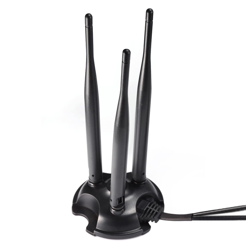 Eightwood 2.4GHz 5GHz Dual Band WiFi Antenna with 3 RP-SMA Male Connector | Magnetic Base, 6.5ft Cable, for PC Desktop Motherboard, PCIe WiFi Card, Wireless Router