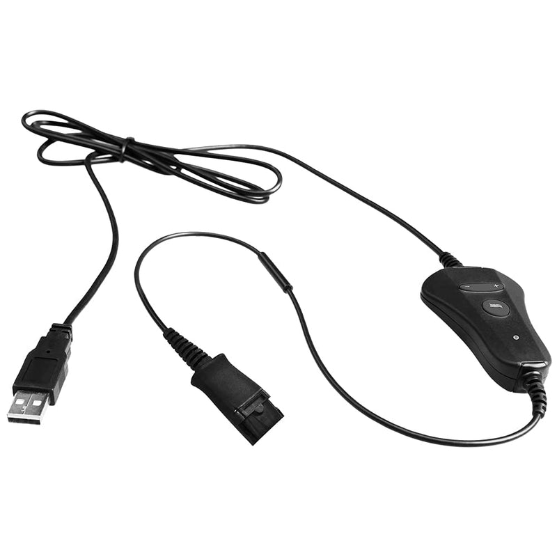 QD-to-USB Adapter Cable with Volume-Mute - 5PACK for 4-Pin Plantronic-QD Plug Headset