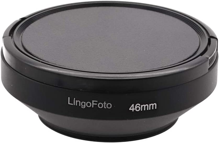 Fotasy Metal Screw-In Lens Hood for Panasonic Lumix 14mm F2.5 /Panasonic 20mm f1.7 Lens/ Olympus M.Zuiko 17mm f1.8 Lens, 46mm Curved Lens Hood, Panasonic 20mm f1.7 Lens Hood, + Lens Cap