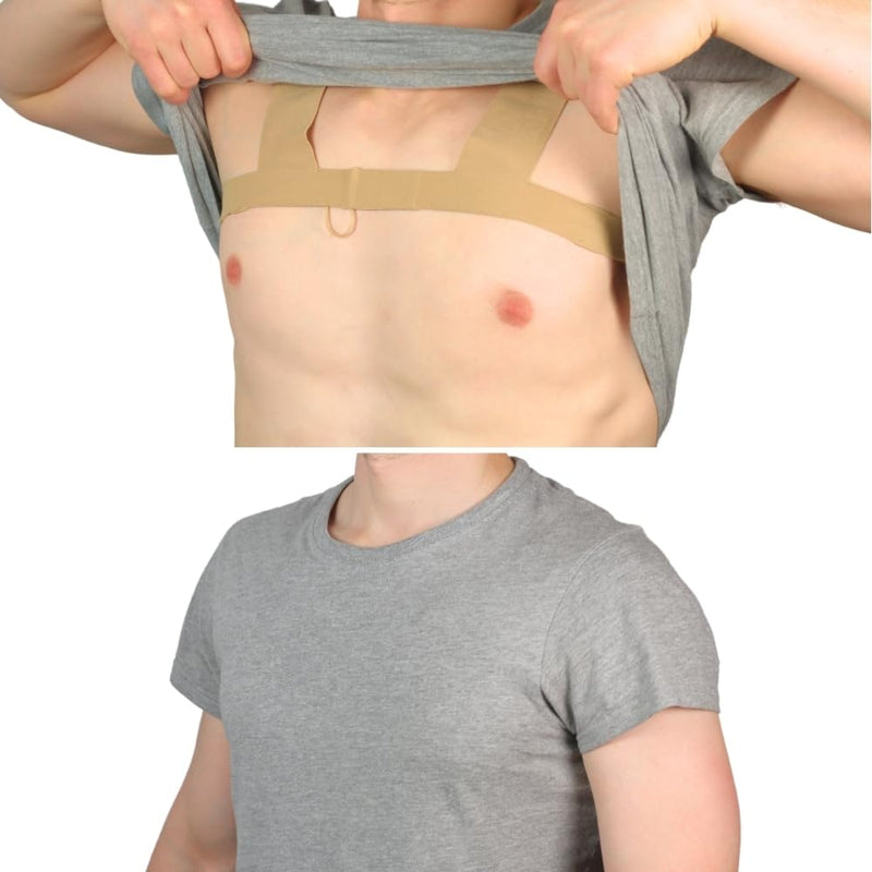 [AUSTRALIA] - URSA X Strap: One-Piece Harness for Microphone Transmitters and Lav Mics. Multiple LAV Pouches. Compatible with URSA MiniMounts. For Sports/Active Shoots (Beige, Large) Beige 