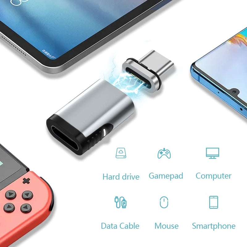 USB C Magnetic Adapter Straight 24 Pins + USB C to USB Adapter Magnetic C Connector Support Data Transfer Compatible with MacBook Pro/Air/ Type C Devices