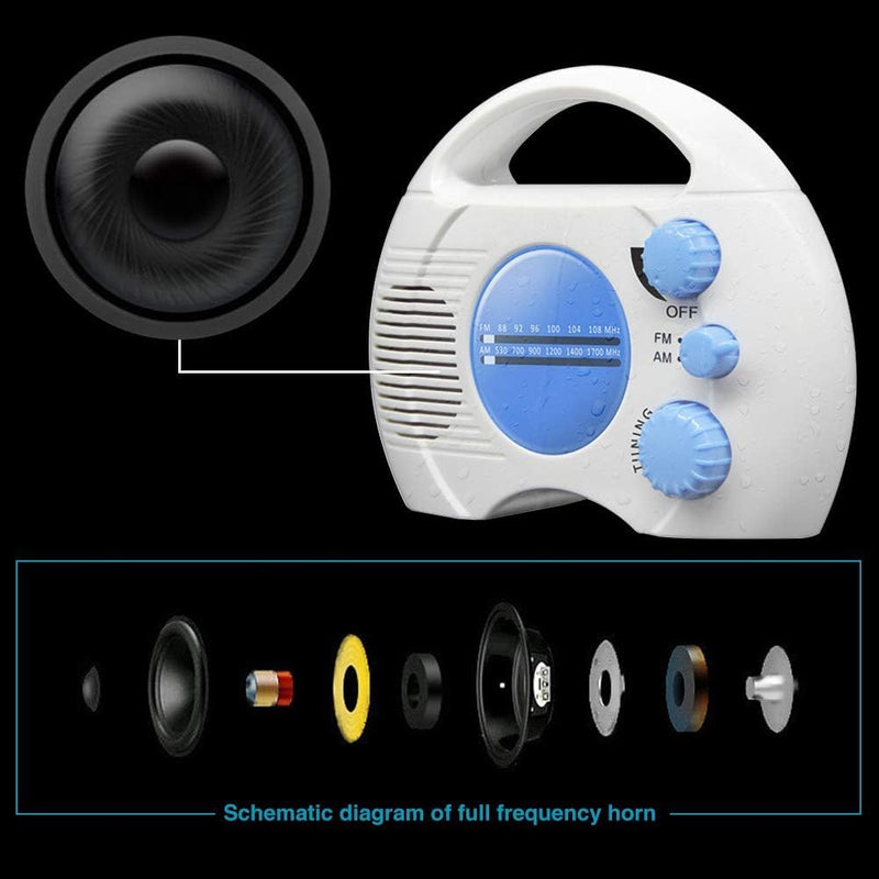 [AUSTRALIA] - Shower Radio, Portable AM/FM Waterproof Hanging Shower Radio, Shower Radio Built-in Speaker Adjustable Volume Battery Operated Shower Radios for Bathroom Kitchen, Outdoor 