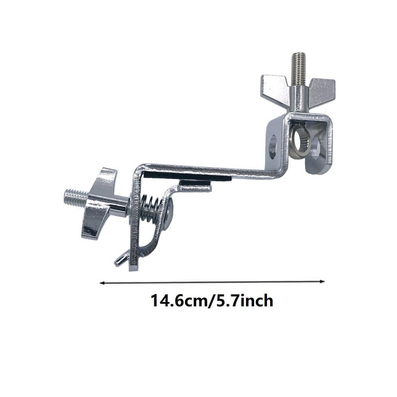 Double Bass Drum Hoop Attachment Clamp for Hi Hat Drum Cowbell Cymbal Mount, Tom Drum Hoop Clamp with 3/8" Z Shape Percussion Mount Rod Clip for Jam Block Tambourine