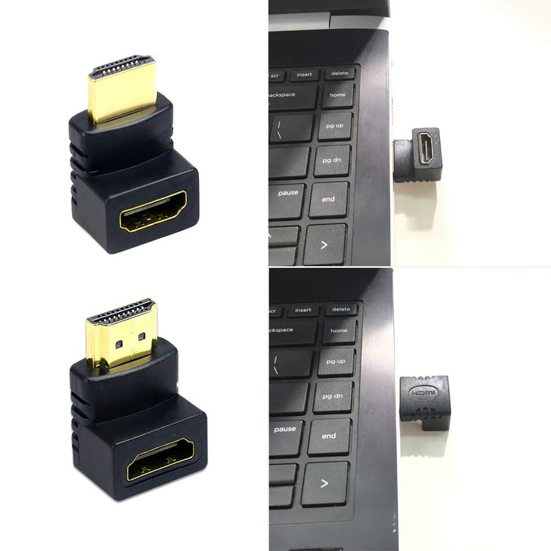 6Pack 3D and 4K HDMI Angled Adapter Combo 4 Pcs 90 and 270 Degree 2 Pcs Vertical Flat Left and Right 90 Degree Male to Female HDMI Adapter TV Connector