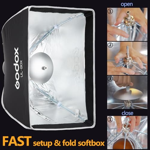 Godox UL 30x45cm Softbox Quick Release, Universal Bowens Mount Small Rectangular Soft Box with Diffusers/Honeycomb Grid/Diffuser Disc for Studio Flash Photography, Streaming, Portrait, Video Lights