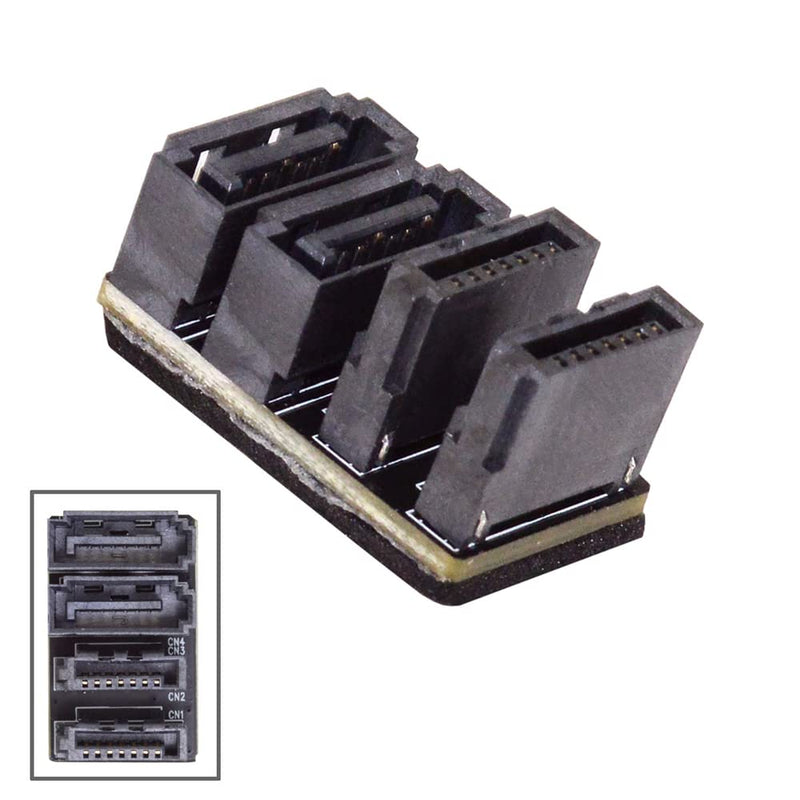 NFHK Dual SATA 7Pin Female to 7Pin Male 360 Degree Angled Adapter Low Profile for Desktops SSD HDD Mainboard Motherboard Dual SATA 360 Angled