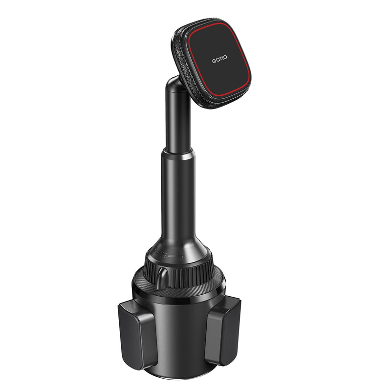 Cup Holder Phone Mount for MagSafe, Strong N55 Magnetic Hold, 360° Rotation | 1-second snap-on, stable expandable cup base, anti-shake design, ultra-strong N55 magnetic hold, leather-texture design Black & Red-Magsafe