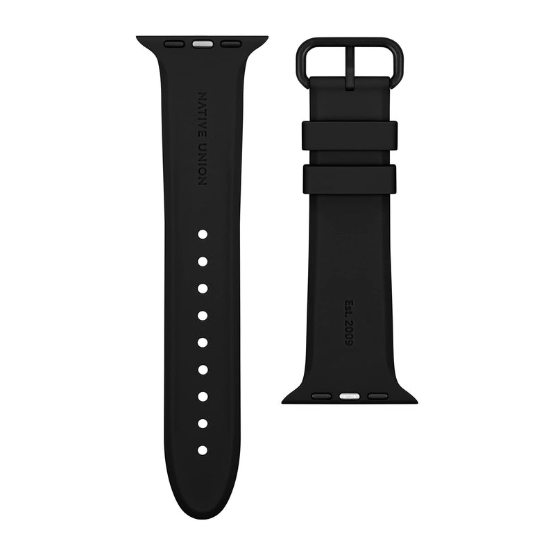Native Union Curve Strap for Apple Watch – Water-Resistant Sleek Textured Silicone Strap – Embedded Stainless Steel Hardware – All-Day Versatility for all iwatch series Black L (44/45/46/49mm)
