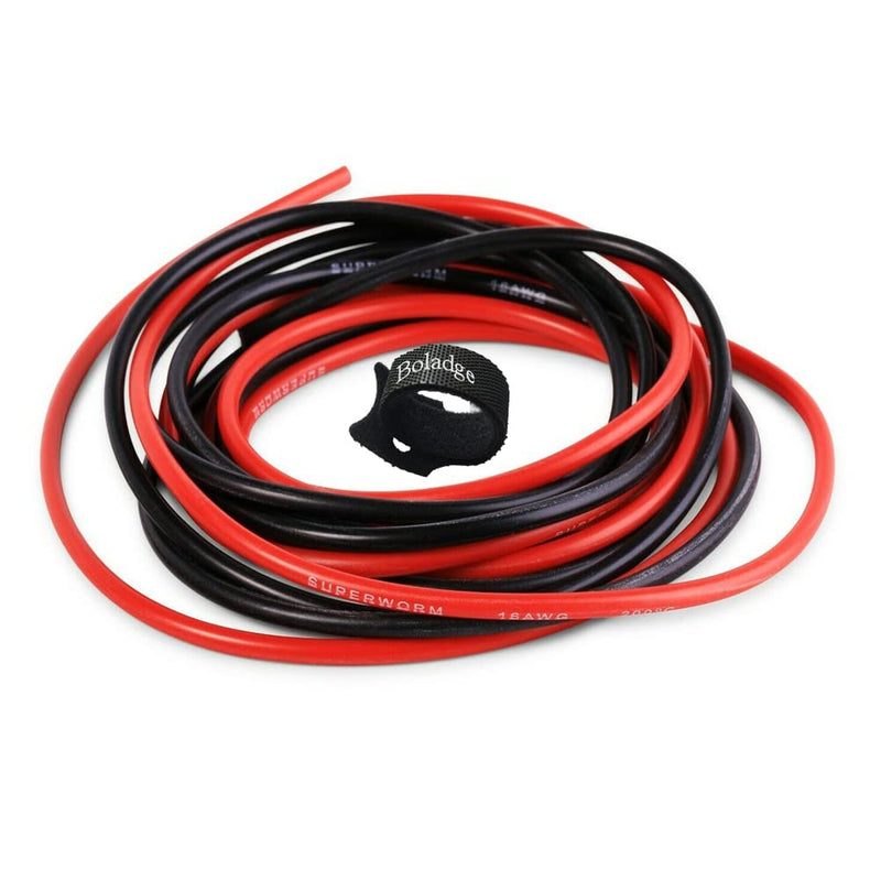 Boladge 2 Metre Pure Silicone Cable 14AWG Power Cable Battery Cable Tinned Copper Wire 14 Gauge RC Cable (1 Metre in Black and 1 Metre in Red)