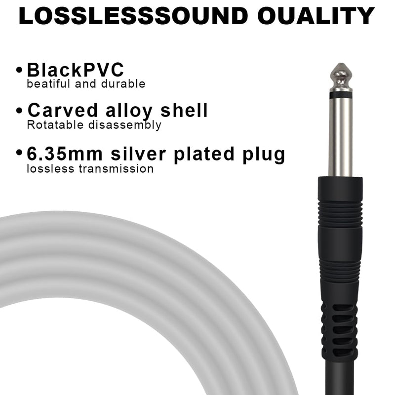 USB Guitar Cable for Instruments Recording 10FT USB-A to 6.35mm 1/4 TS Gold-Plated Cable Audio Adapter for Eletronic Guitar, Bass, Piano Recording Compatible with PC, Mac etc. - 10FT/3.1M