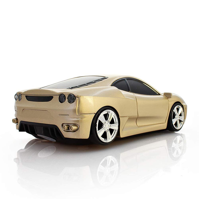ECOiNVA Wireless Sports Car Mouse Optical 2.4G Nano USB AA Battery Desktop Laptop Mice (Gold) Gold