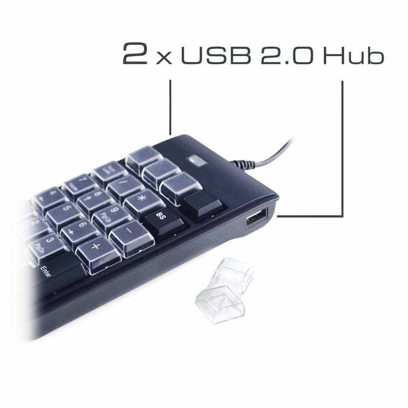 ELSRA USB Wired Programming Numeric Keypad ControlPad Black PK-2068(23 Key, 2-Level programmable, 2 USB Hub) for Windows