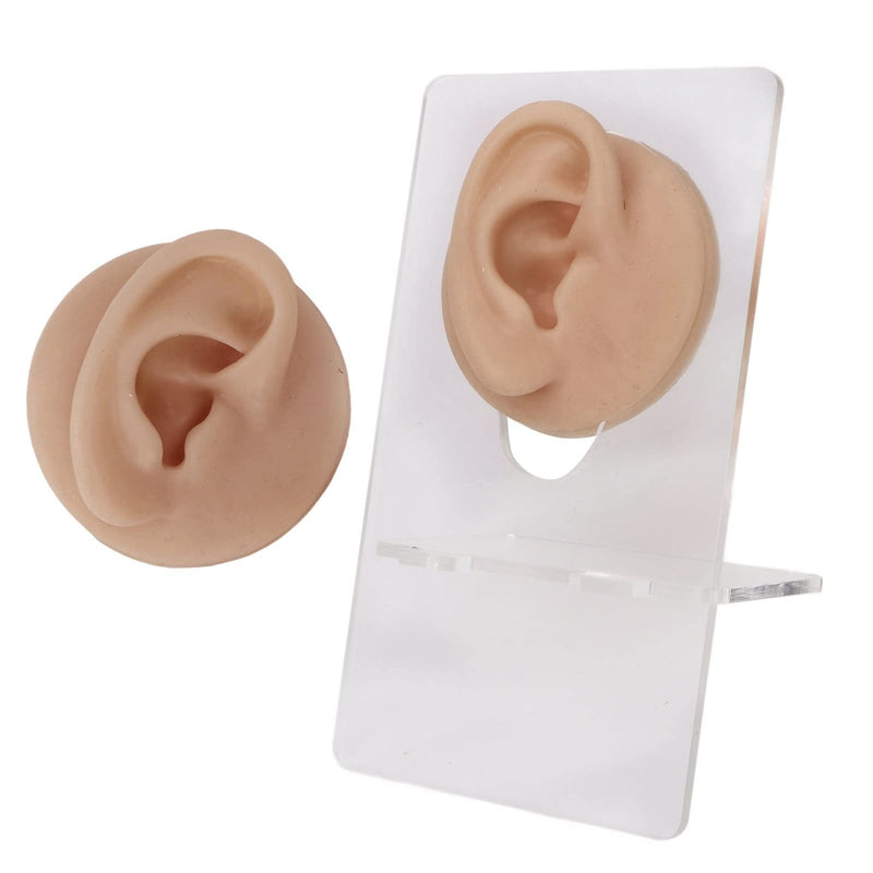 Soft Silicone Ear Model, Reusable Ear Display Mould, Professional Ear Piercing Tool, Safety Pierce for Piercing Practice Earring Display, Various Skin Colours (Dark Skin Colour) Dark skin colour