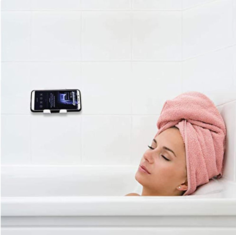 AIRSTIK Cradle Glass Mount Phone Holder Reusable TikTok Facetime Compatible with iPhone iPad Cell Phone for Bathroom Kitchen Shower Dorm Office Made in USA Glass, Mirrors, Windows (White) White