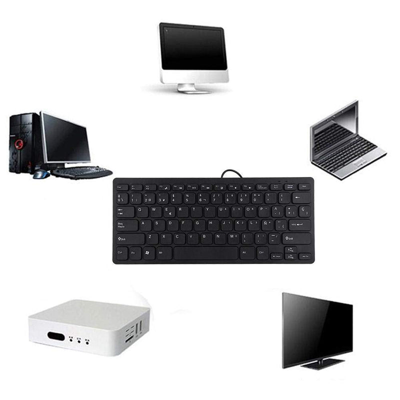 Spanish Keyboard, Wired Mini Portable Spanish Keyboard USB Interface for Desktop Computer Ultra-Thin 78 Keys, Ultra-Thin Mini USB Wired Keyboard